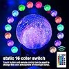 Himalayan Glow Kids Night Galaxy Lamp 5.9-inch 16 Colors LED 3D Star Moon Light with Wood Stand, Remote & Touch Control USB Rechargeable, White